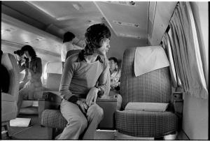 Mick Jagger on an airplane, 1972